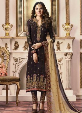 Embroidered Work Pant Style Straight Suit