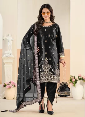 Embroidered Work Punjabi Salwar Suit For Festival in Black