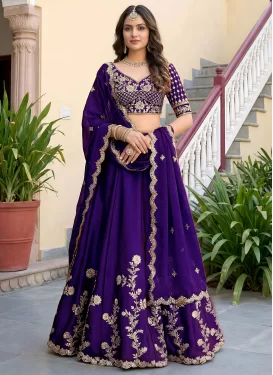 Embroidered Work Rangoli Silk Designer Lehenga Choli in Purple for Women
