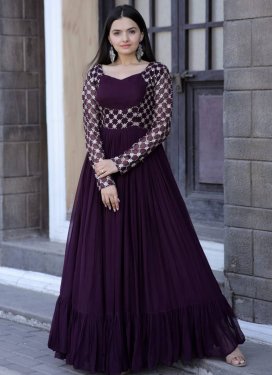 Embroidered Work Readymade Floor Length Gown