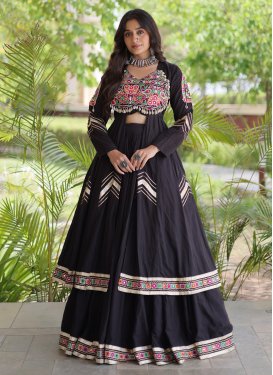 Embroidered Work Readymade Lehenga Choli For Festival in Black