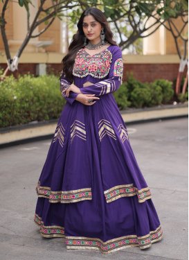 Embroidered Work Readymade Lehenga Choli For Festival in Purple