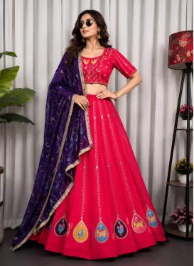 Embroidered Work Readymade Lehenga Choli For Festival in Rose Pink
