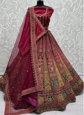 Embroidered Work Red and Rose Pink A Line Lehenga Choli