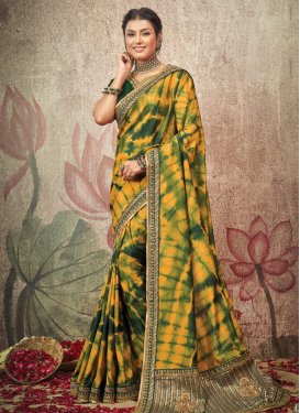 Embroidered Work Satin Silk Traditional Designer Saree