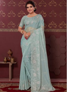 Embroidered Work Satin Silk Traditional Designer Saree