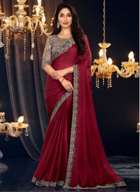 Embroidered Work Shimmer Georgette Trendy Classic Saree For Party