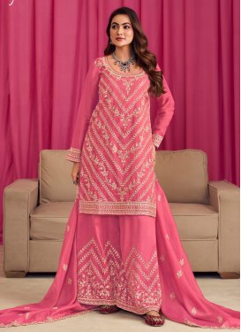 strapless open back dress Shop Women's Designer Hot Pink Sharara Set
