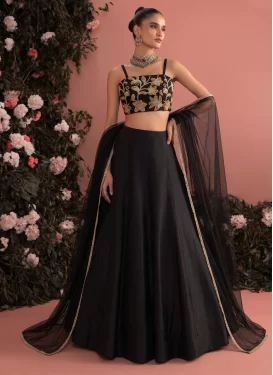Embroidered Work Silk Blend Readymade Lehenga Choli in Black for Women