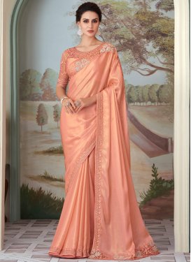 Embroidered Work Silk Blend Trendy Classic Saree For Party