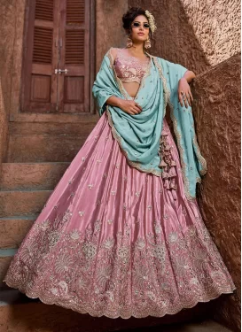 Embroidered Work Silk Designer Lehenga Choli in Pink for Women