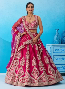 Embroidered Work Silk Designer Lehenga Choli in Rose Pink for Women