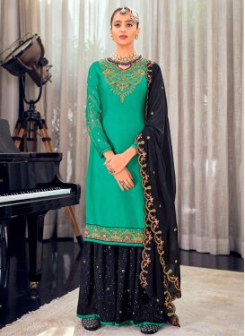 Embroidered Work Silk Georgette Palazzo Designer Salwar Suit
