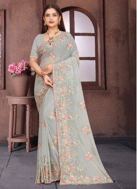 Embroidered Work Traditional Designer Saree For Ceremonial