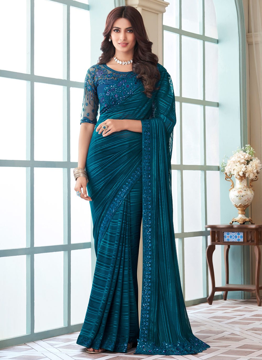 Embroidered Work  Traditional Saree