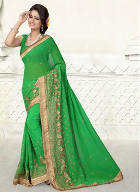 Embroidered Work Trendy Classic Saree For Ceremonial