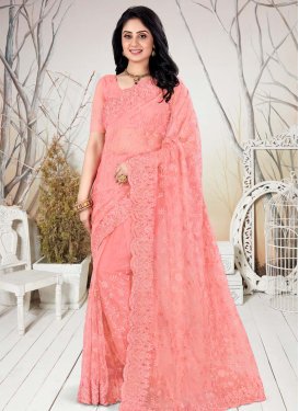 Embroidered Work Trendy Classic Saree For Festival