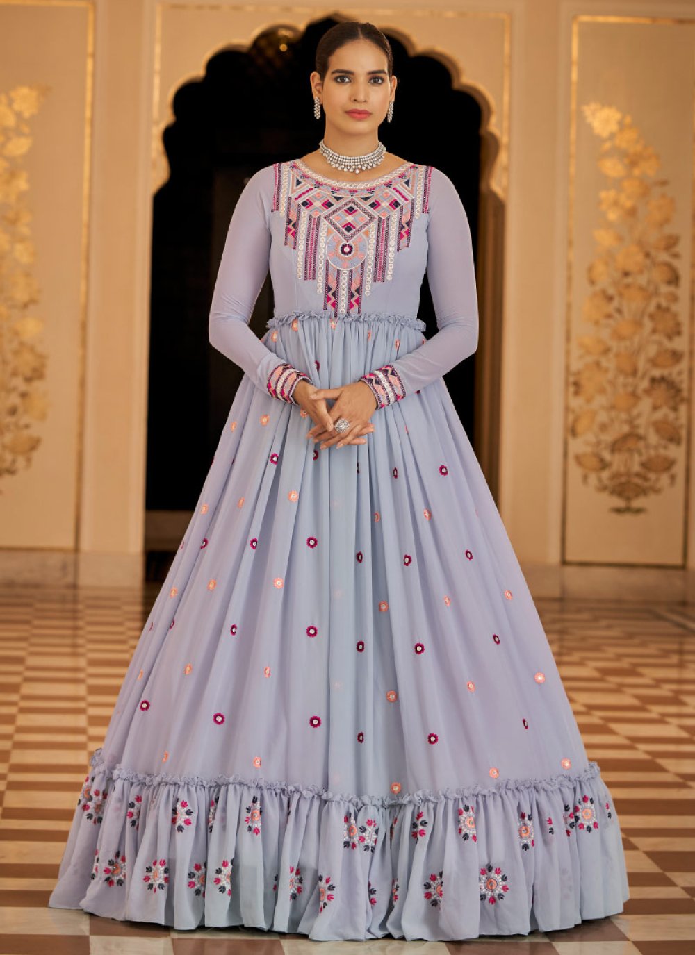 Embroidered Work Trendy Gown For Ceremonial