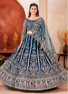 Embroidered Work Trendy Lehenga Choli For Festival in Teal