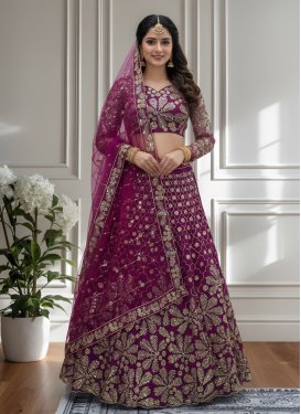 Embroidered Work Trendy Lehenga Choli For Party in Fuchsia