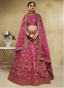 Embroidered Work Trendy Lehenga Choli For Party in Rose Pink
