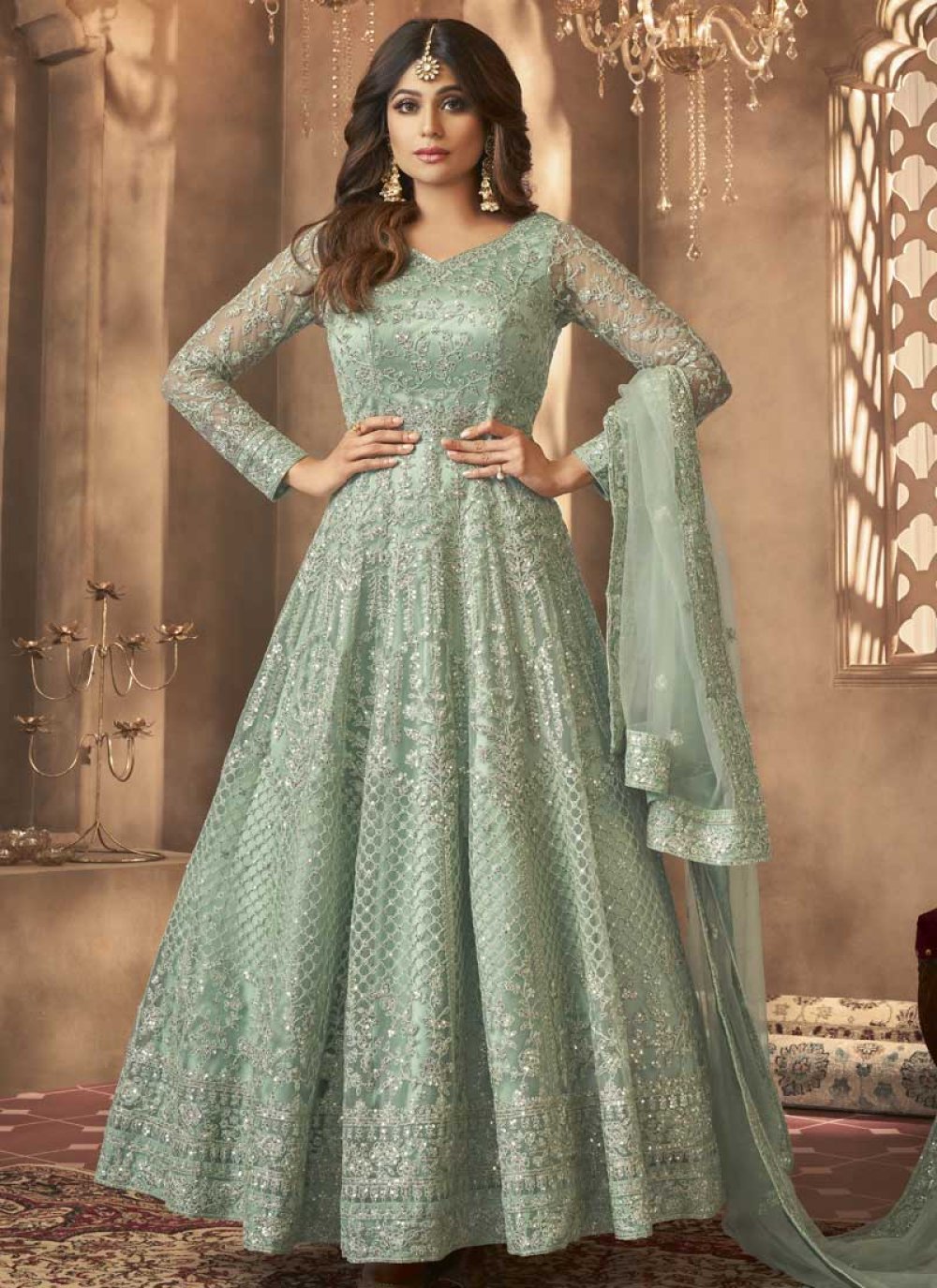 Embroidered Work Trendy Long Length Anarkali Suit