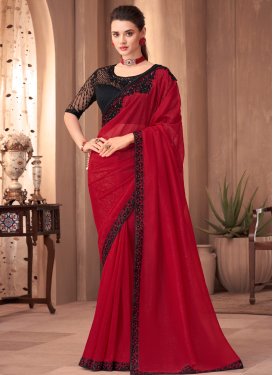 Embroidered Work Trendy Saree For Festival