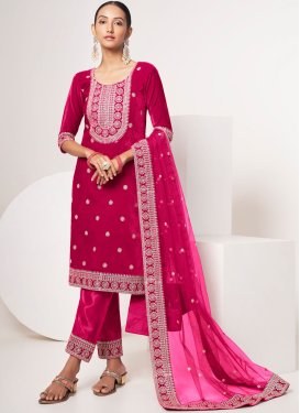 Embroidered Work Velvet Pant Style Classic Salwar Suit
