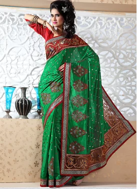 Enchanting Green And Red Fancy Saree