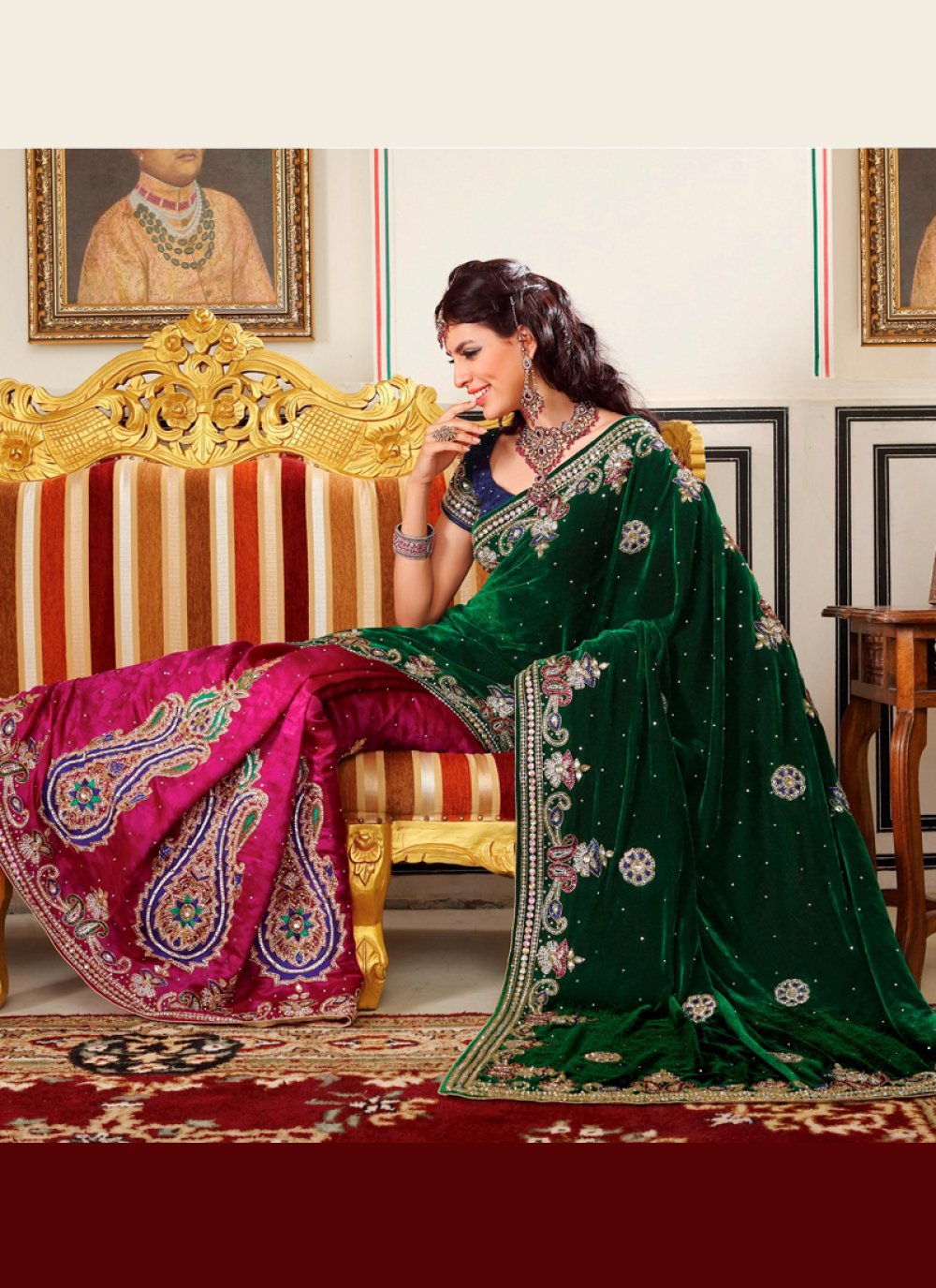 Velvet sale bridal saree