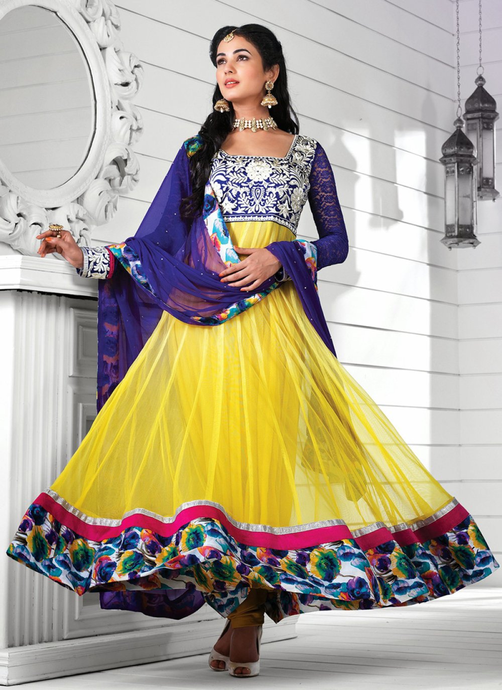 Yellow and blue sales salwar suit