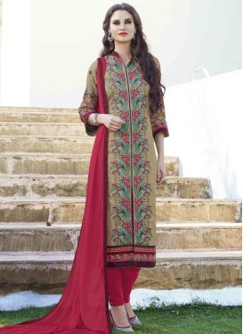 Engrossing Embroidery Work Pant Style Casual Salwar Suit