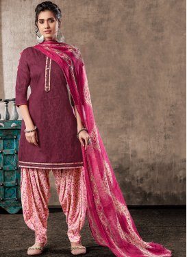 Engrossing Jacquard Trendy Patila Salwar Suit