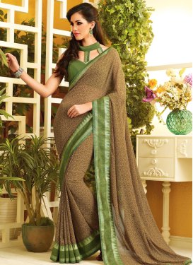 Engrossing Lace Enhanced Printed Casual Saree