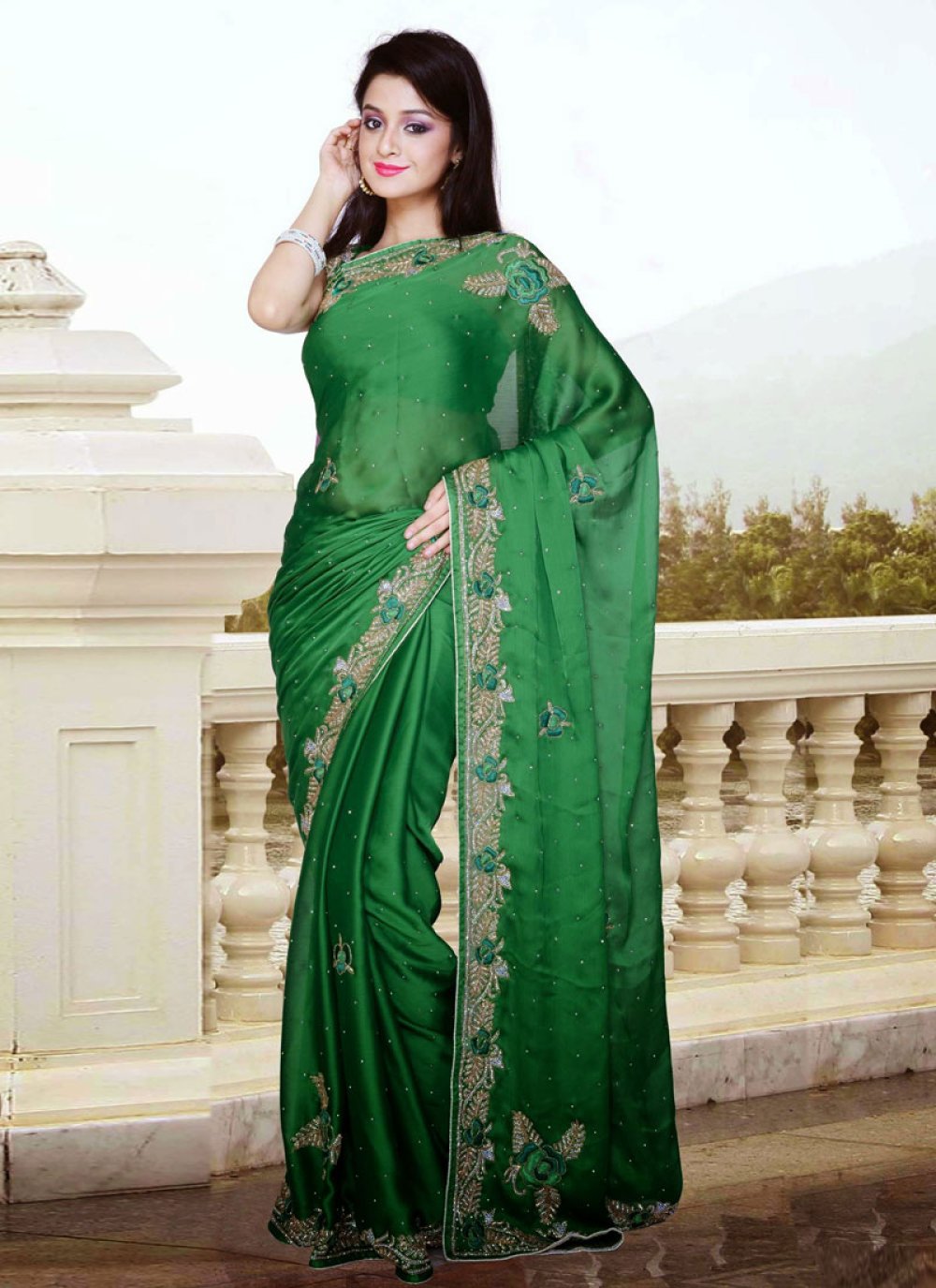 Printed Faux Satin Chiffon Designer Saree in Dubai | by Edgy Cart | Medium