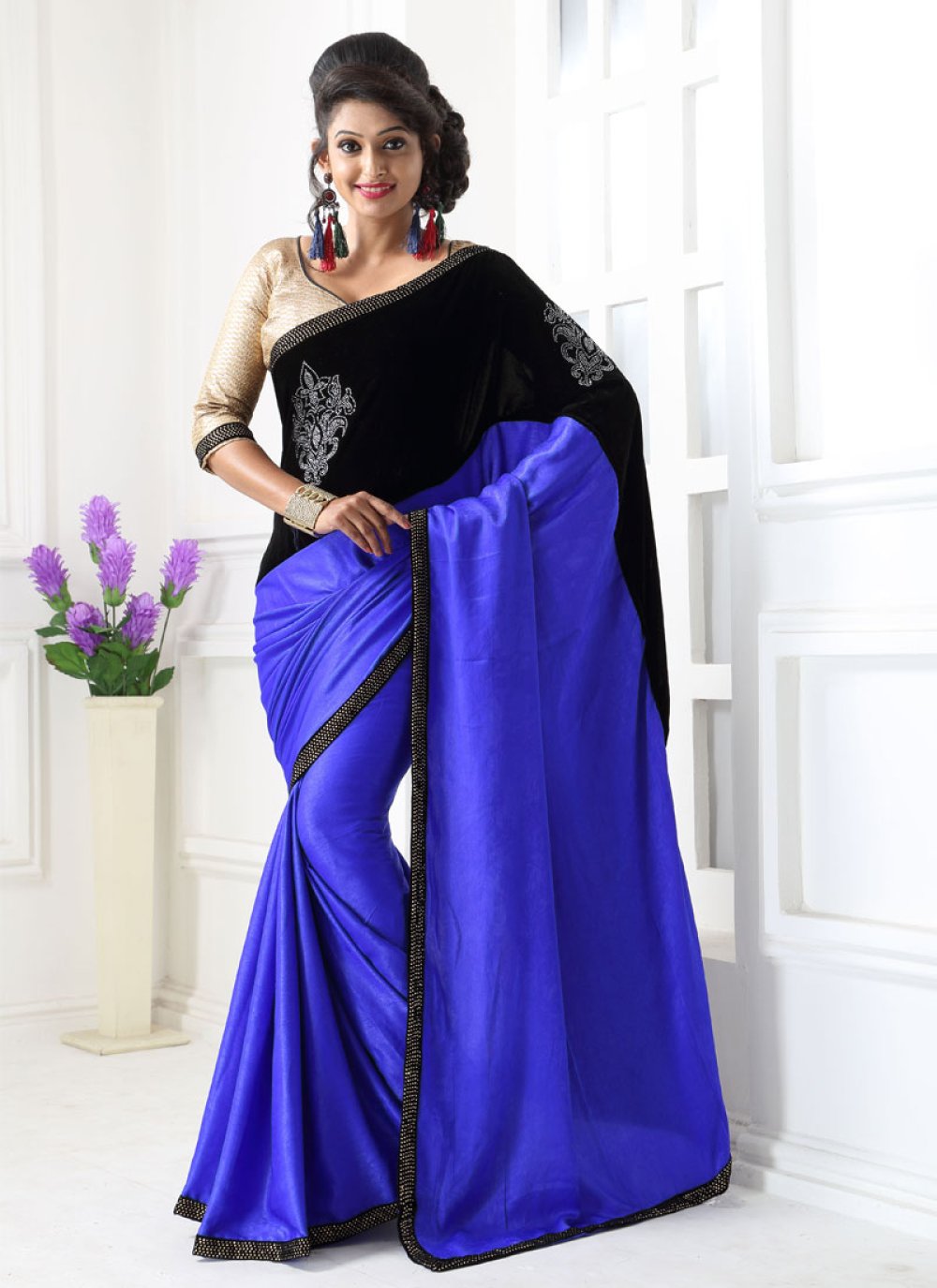 Enticing Purple Color Art Silk Fabric Party Style Saree