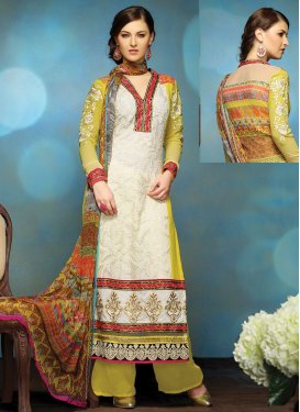 Enticing Resham And Lace Work Party Wear Salwar Kameez