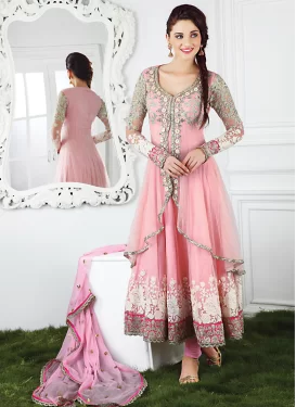 Enticing Senton And Net Party Wear Suit