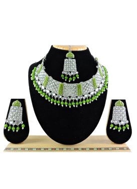 Especial  Alloy Beads Work Silver Rodium Polish Necklace Set