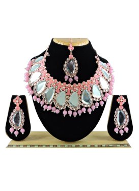 Especial  Gold Rodium Polish Beads Work Necklace Set For Festival