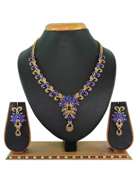 Especial  Gold Rodium Polish Blue and Gold Necklace Set