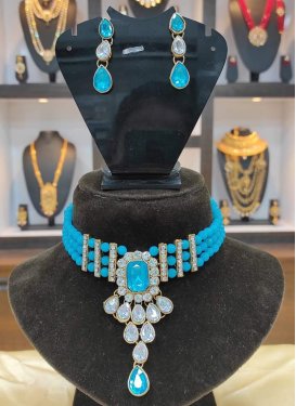 Especial  Light Blue and White Alloy Necklace Set