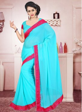 Especial Turquoise Color Stone Work Casual Saree