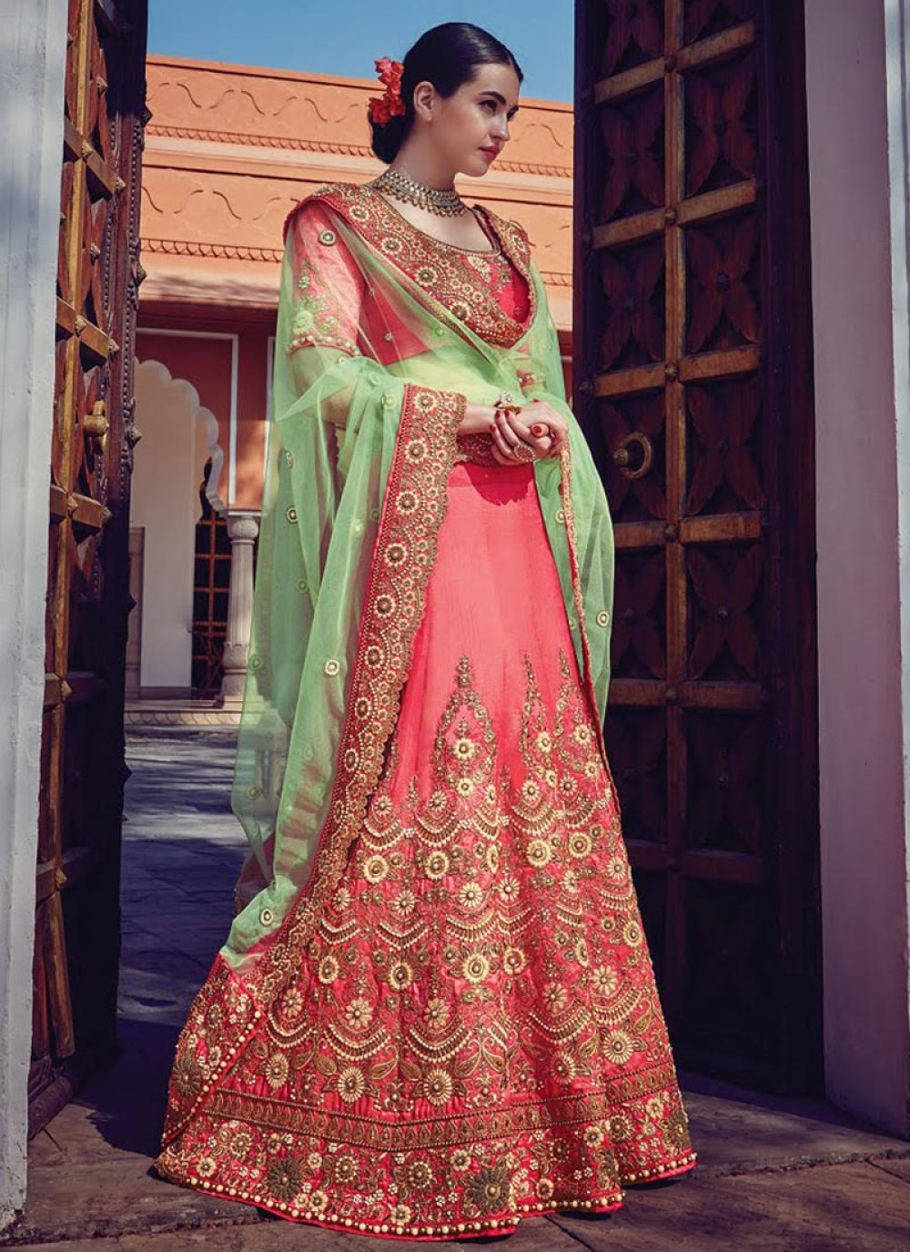 Trendy And Beautiful Bridal Lehenga Saree Design For Indian Brides
