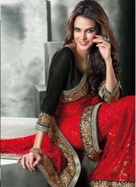 Excellent Red Color Neha Dhupia Bollywood Saree
