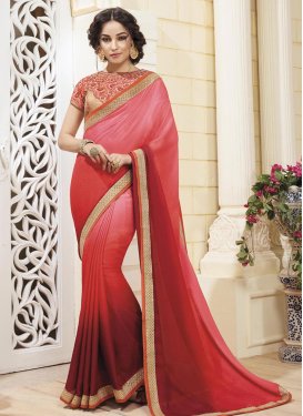 Exceptional Maroon and Red  Trendy Designer Saree