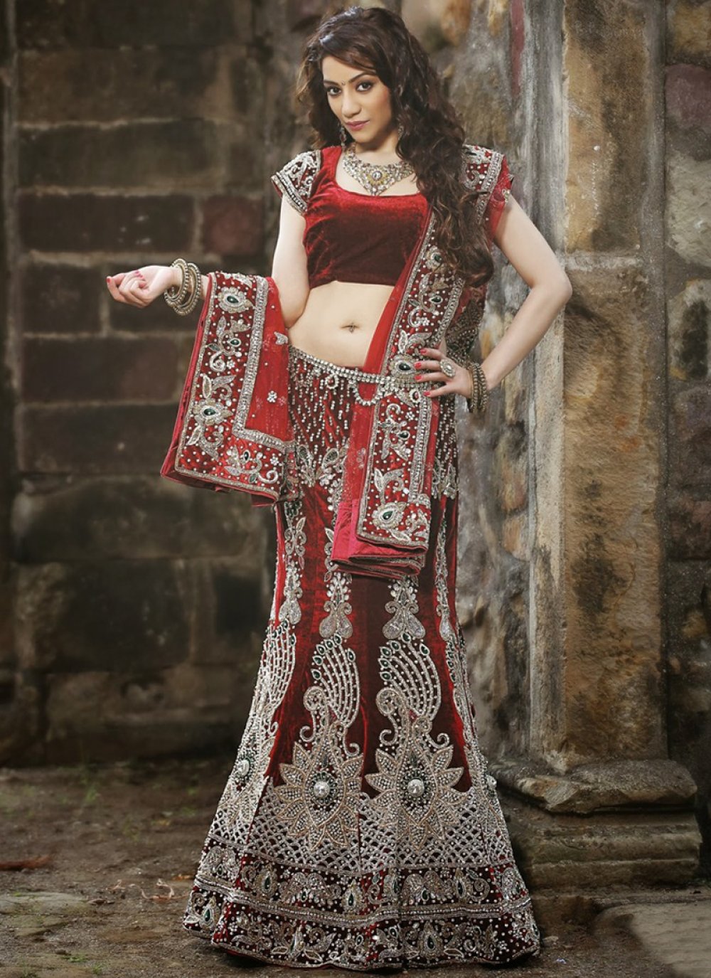 Black Red Lehenga Choli for Pakistani Bridal Dresses – Nameera by Farooq