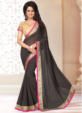 Extraordinary Lace Work Faux Georgette Casual Saree