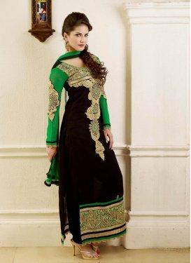Fab Green And Black Color Stone Work Salwar Suit