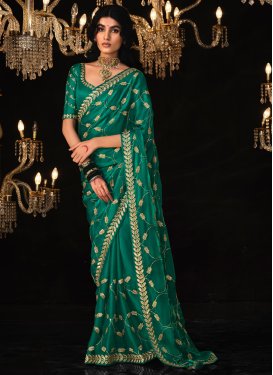 Fancy Fabric Embroidered Work Designer Traditional Saree